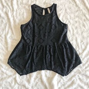 Lace Black Peplum Tank